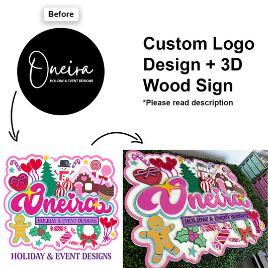 Custom Logo Design + Detailed 3D Wood Logo