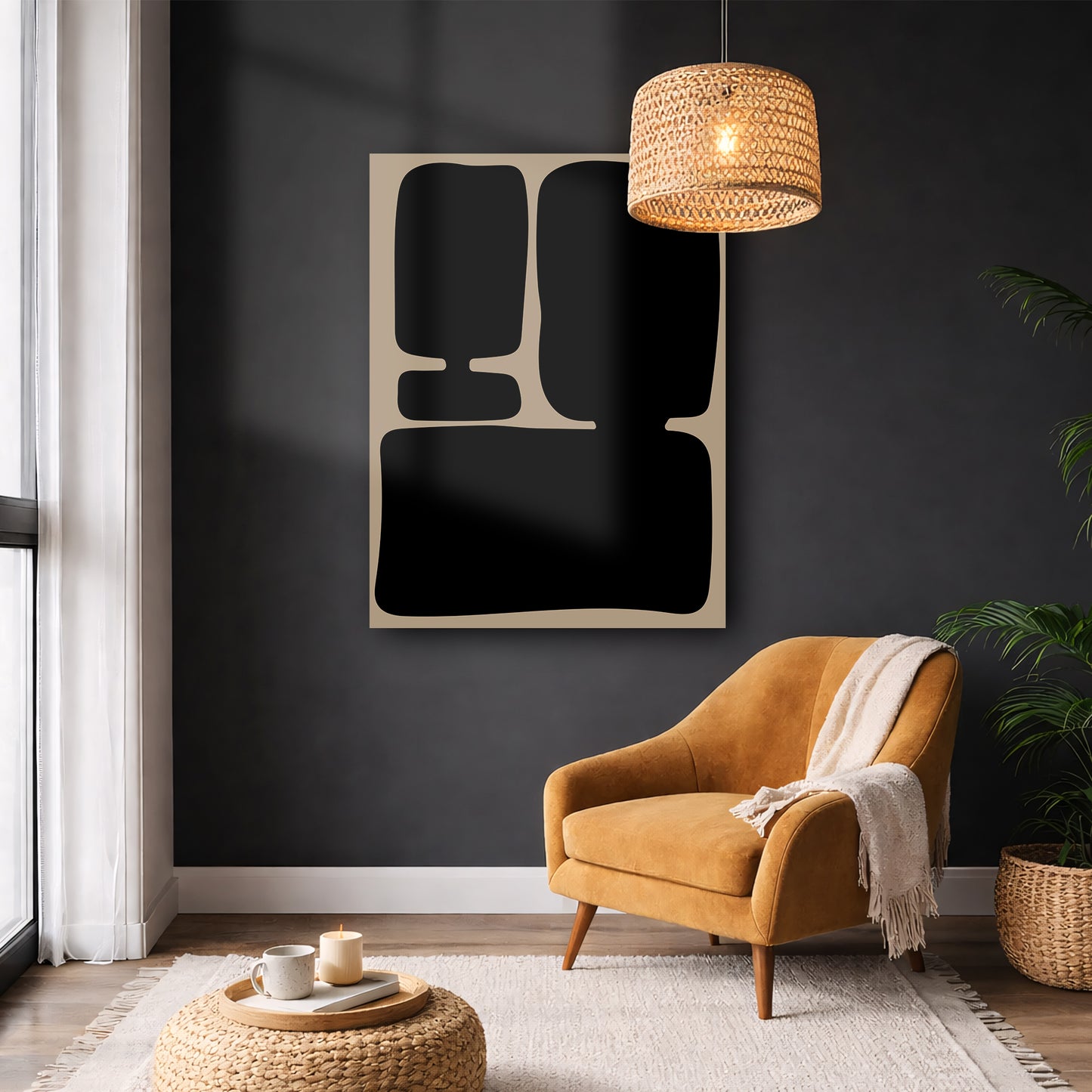 Neutral Black Beige Abstract