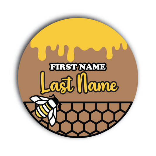 custom 3D wooden name sign brings sweet honey bee vibes to life.