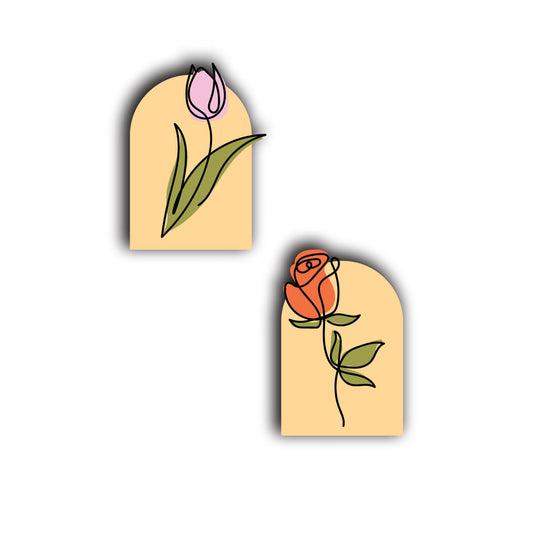 this mid-century modern floral duo with line art vibes is elegance, defined.