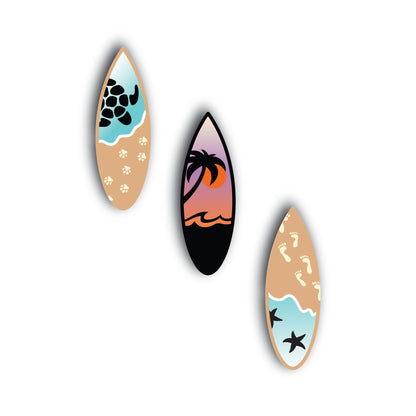 Ride the waves of style with this trio of surfboard-shaped mid-century modern luxury wall pieces