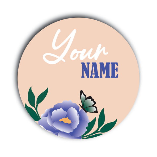 3D Butterfly on Floral Circle Custom Name Sign – Personalized Wooden Wall Art